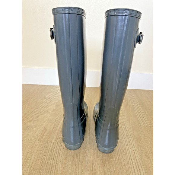 Authentic Hunter Original Tall Gloss Rain Boots Gray Graphite Womens Size 6 - Picture 7 of 15